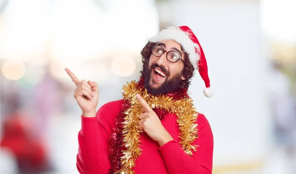 Young Man Santa Hat Christmas Concept — Stock Photo, Image