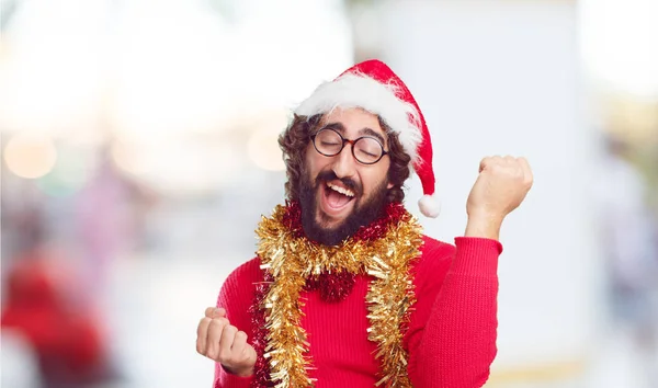 Young Man Santa Hat Christmas Concept — Stock Photo, Image