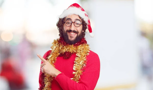 Ung Man Santa Hatt Jul Konceptet — Stockfoto