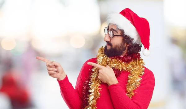 Jovem Chapéu Pai Natal Conceito Natal — Fotografia de Stock