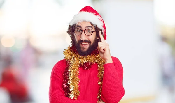 Joven Con Sombrero Santa Concepto Navidad —  Fotos de Stock