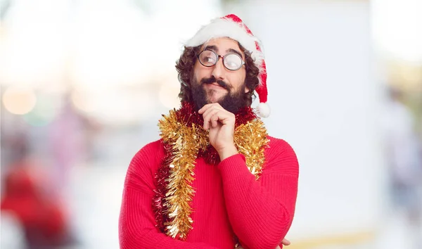 Mladý Muž Santa Hat Vánoční Koncept — Stock fotografie