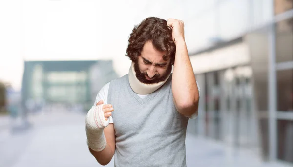 Jonge Man Gebroken Botten Schade Het Slachtoffer Van Een Ongeval — Stockfoto