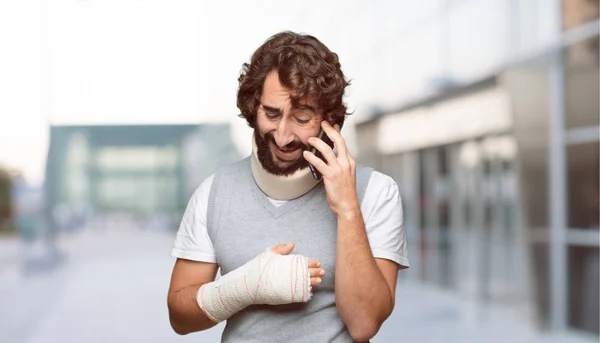 Jonge Man Gebroken Botten Schade Het Slachtoffer Van Een Ongeval — Stockfoto