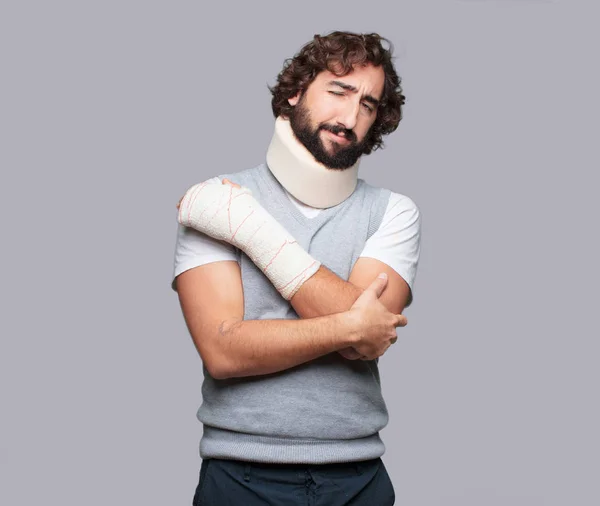 Young Man Broken Bones Injury Victim Accident Concept — Stock Photo, Image