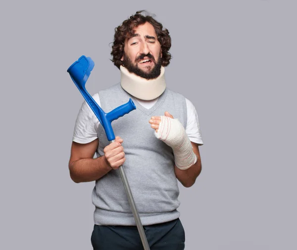 Mladý Muž Zlomené Kosti Zranění Obětí Nehody Konceptu — Stock fotografie