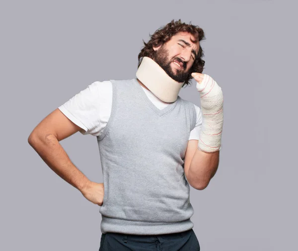 Young Man Broken Bones Injury Victim Accident Concept — Stock Photo, Image