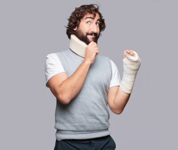 Young Man Broken Bones Injury Victim Accident Concept — Stock Photo, Image