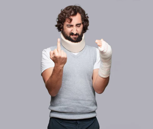 Young Man Broken Bones Injury Victim Accident Concept — Stock Photo, Image