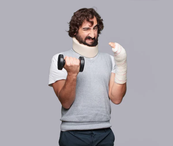 Young Man Broken Bones Injury Victim Accident Concept — Stock Photo, Image