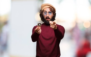 Aşık, Sevgililer günü kavramı genç deli adam.