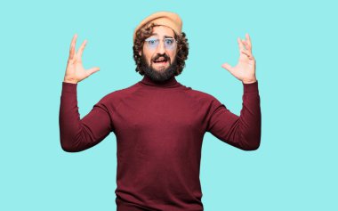 Bir bere işaret ile Fransız sanatçı