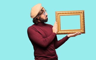 Barok bir çerçeve ile bir bere ile Fransız sanatçı