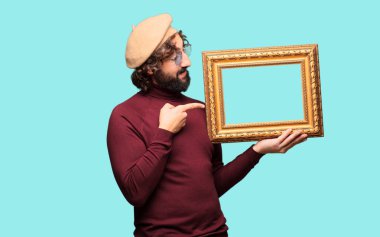 Barok bir çerçeve ile bir bere ile Fransız sanatçı