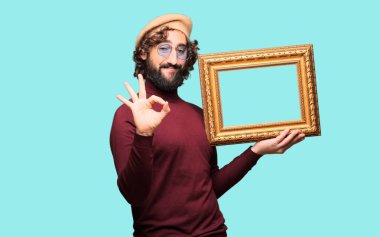 Barok bir çerçeve ile bir bere ile Fransız sanatçı