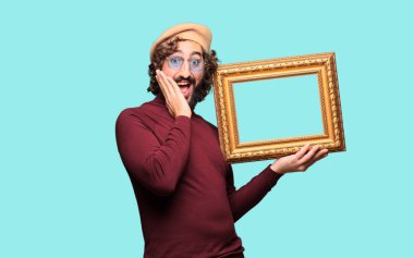 Barok bir çerçeve ile bir bere ile Fransız sanatçı