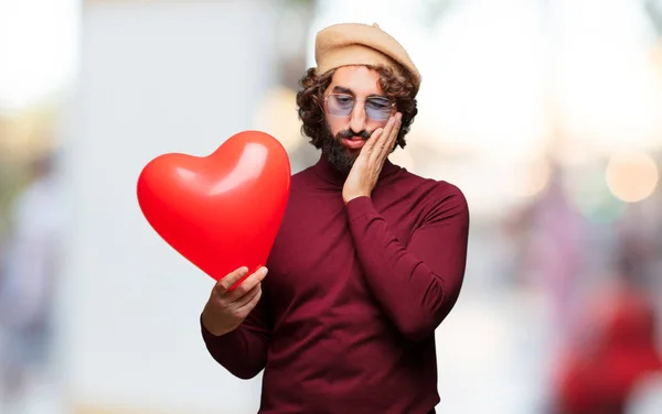 Junger Verrückter Mann Verliebt Valentinstag Konzept — Stockfoto