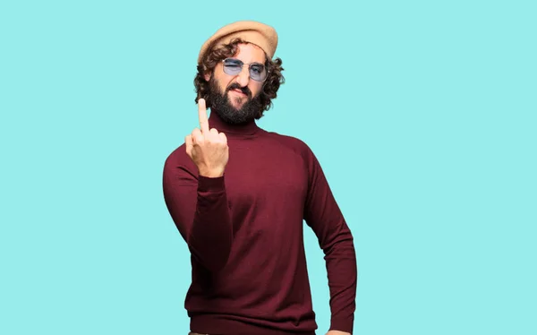 French artist with a beret in disagree pose