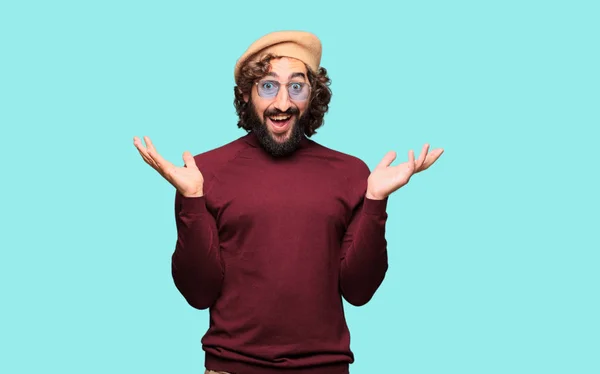 French Artist Beret Surprised Expression — Stock Photo, Image