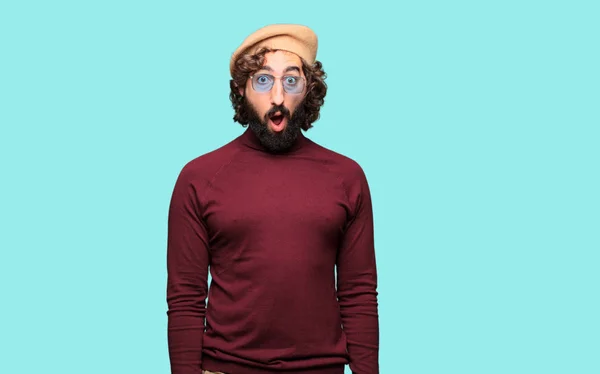 French Artist Beret Surprised Expression — Stock Photo, Image