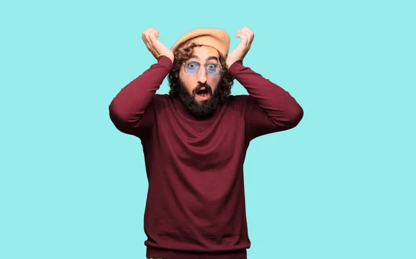 French Artist Beret Surprised Expression — Stock Photo, Image