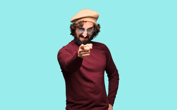 French Artist Beret Angry Expression — Stock Photo, Image