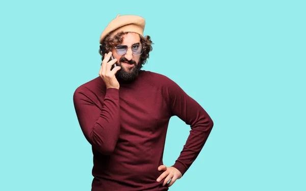French Artist Beret Mobile Phone — Stock Photo, Image