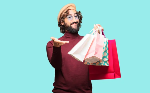 French Artist Beret Shopping Bags — Stock Photo, Image