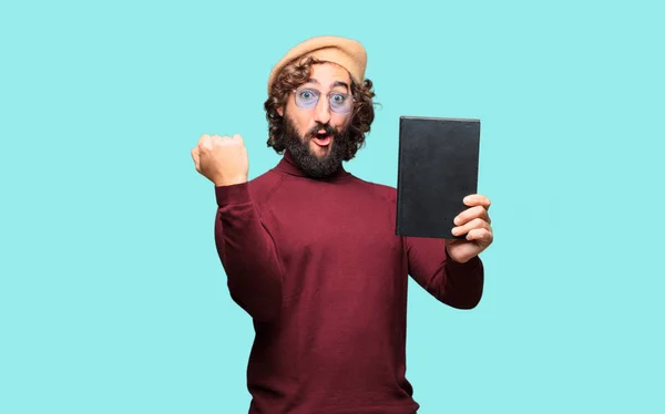 French artist with a beret holding a book