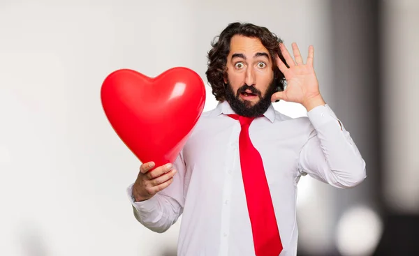 Junger Verrückter Mit Valentinstag Konzept — Stockfoto