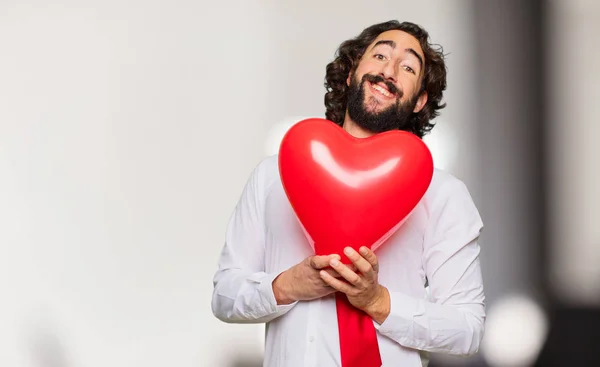 Jovem Louco Homem Com Valentim Conceito Dia — Fotografia de Stock