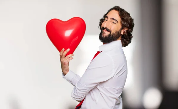 Junger Verrückter Mit Valentinstag Konzept — Stockfoto