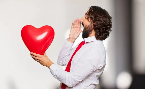 Young Crazy Man Valentines Day Concept — Stock Photo, Image