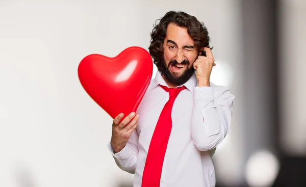 Young Crazy Man Valentines Day Concept — Stock Photo, Image