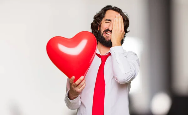 Young Crazy Man Valentines Day Concept — Stock Photo, Image