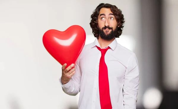 Jovem Louco Homem Com Valentim Conceito Dia — Fotografia de Stock