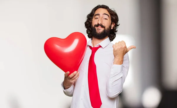 Jovem Louco Homem Com Valentim Conceito Dia — Fotografia de Stock