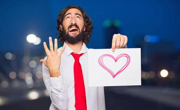 Joven Loco Con Concepto San Valentín — Foto de Stock