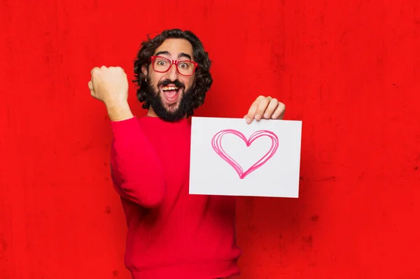 Joven Loco Con Concepto San Valentín — Foto de Stock