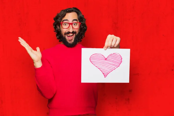 Junger Verrückter Mit Valentinstag Konzept — Stockfoto