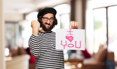 Sevgililer günü konsepti ile genç deli adam