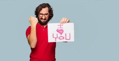 Sevgililer günü konsepti ile genç deli adam