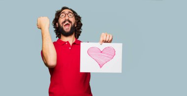 Sevgililer günü konsepti ile genç deli adam