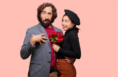 Genç kutluyor Sevgililer günü çift. Aşk kavramı.