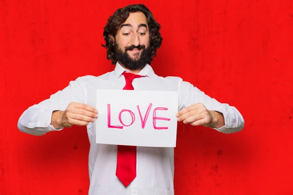 Jovem Louco Homem Com Valentim Conceito Dia — Fotografia de Stock