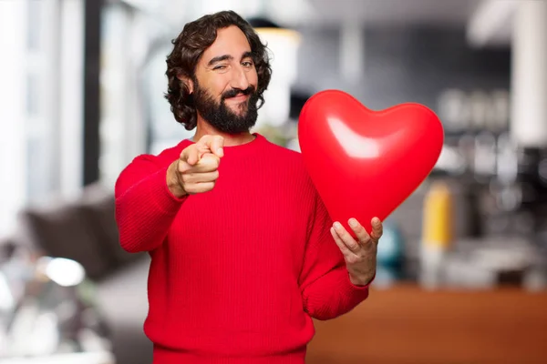 Junger Verrückter Mit Valentinstag Konzept — Stockfoto