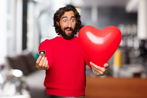 Junger Verrückter Mit Valentinstag Konzept — Stockfoto