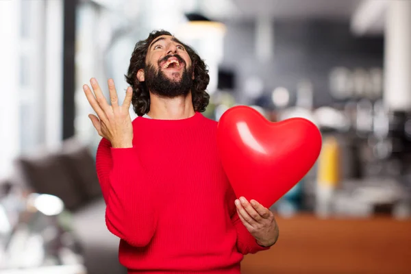 Junger Verrückter Mit Valentinstag Konzept — Stockfoto