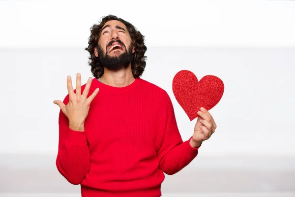 Young Crazy Man Valentines Day Concept — Stock Photo, Image