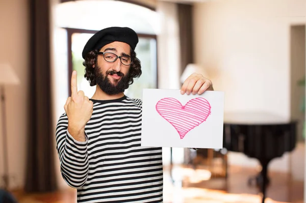 Young Crazy Man Valentines Day Concept — Stock Photo, Image